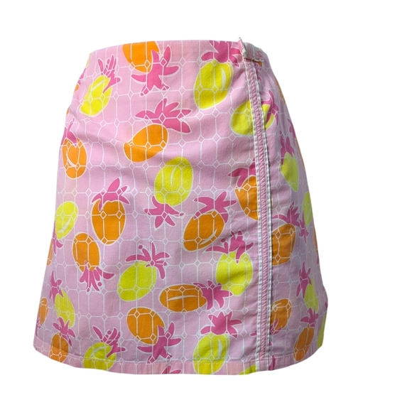 LILLY PULITZER Pineapple Print Skirt Bow, Lace Trim Sz 6 - Picture 1 of 6